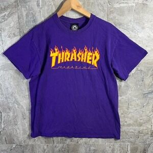 Vintage Thrasher T-Shirt Men's Medium Purple Flame Graphic Casual Skate
